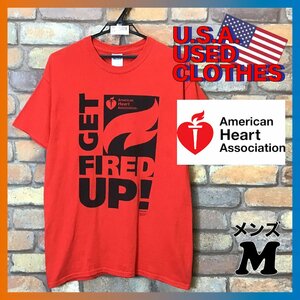 ME4-589* condition excellent *USA buying attaching * domestic hard-to-find [ medical care series America heart . association ] Logo print short sleeves T-shirt [ men's M] red red hospital . vessel transplantation 
