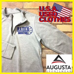 ME11-741★USA買付商品★格安★【AUGUSTA SPORTSWEAR】ハーフジップ トレーナー【L】グレー USA古着 スウェット アメカジ バスケ