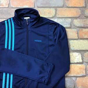 SD10-404* super cheap!! with translation *[adidas Adidas ] front 3 stripe jersey [ lady's S] navy blue jersey remake old clothes 