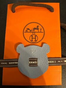 非売品　HERMES シルバー刻印　ショップ袋梱包　プティアッシュ　チャーム　クマ