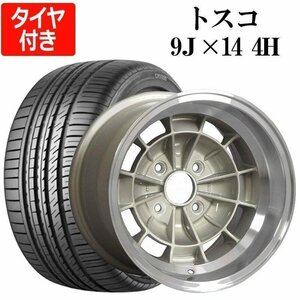 トスコ 4本セット タイヤ付き 14×9J -28 PCD114.3 4H マテリアルカラー 225/40R14 CP2000 深リム アルミ ホイール 送料無料 沖縄発送不可