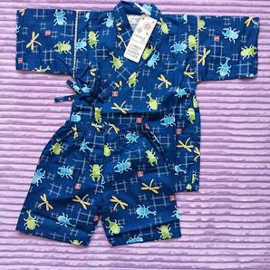 サイズ120cm 甚平 キッズ 男児 夏休み 夏祭り かぶと虫 くわがた虫 昆虫柄 新品 未使用品