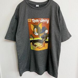 トムとジェリー アメカジ プリント 半袖 Tシャツ レディース ダークグレー