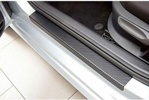 Tuqiang1X車の炭素繊維ドア スカッフプレート ステップガード カバー ステッカー黒色 適用トヨタ適用アウデイ適用マツダ適