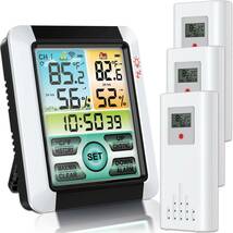 GHDVOP 多機能デジタル温湿度計 室外 室内 時計 外気温度計 壁掛け 高精度三つセンサー 卓上 防水 高精度 LCD大画面 _画像1