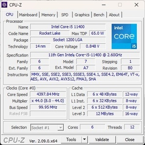 Intel インテル Core i5 11400 BOX / LGA1200の画像7