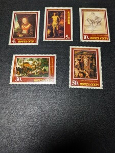 旧ソ連ロシア切手 「絵画切手」未使用5種揃1987年発行　ヒンジなし