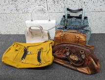 【1YT1.1SA】1円～ バッグ６点セット おまとめ ショルダーバッグ ハンドバッグ FURLA フルラ ショルダー付属 オーストリッチ クロコダイル_画像1