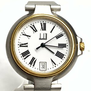 f001 Z4 46. Dunhill ダンヒル ミレニアム アナログ クォーツ 腕時計 ホワイト文字盤 デイトカレンダー メタルベルト 動作品の画像2