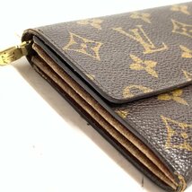 f001 C LOUIS VUITTON 長財布 ポルトフォイユ サラ モノグラム フラップ ジップ ゴールド 金具 ロゴ ブラウン ルイヴィトン_画像7