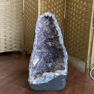 f001 Mi 鑑賞石 アメジストドーム 紫水晶 約11.6㎏ 全長約39㎝ 原石 鉱物 パワーストーン 置物