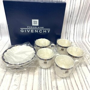 s001 J2 保管品 GIVENCHY ジバンシー カップ＆ソーサー 5客 コーヒーセット PORCELAINE GB-40 金彩 洋食器 キッチン雑貨 インテリア