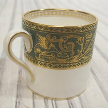 f002 H2 WEDGWOOD ウェッジウッド グリーン ゴールド ダークグリーン フロレンティーン デミタス カップ&ソーサー コーヒーカップ_画像6