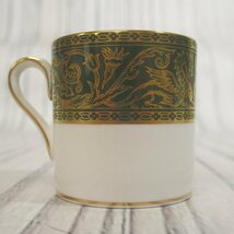 f002 H2 WEDGWOOD ウェッジウッド グリーン ゴールド ダークグリーン フロレンティーン デミタス カップ&ソーサー コーヒーカップ_画像4