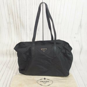 f002 BAG PRADA プラダ トートバッグ ハンドバッグ ナイロン生地 三角プレート 黒 ブラック レディース 現状の画像1