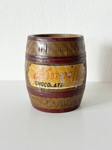 【ビンテージ】Morozoff(モロゾフ)樽型チョコレート空き容器（木製） ペン立て ノベルティ 昭和レトロ