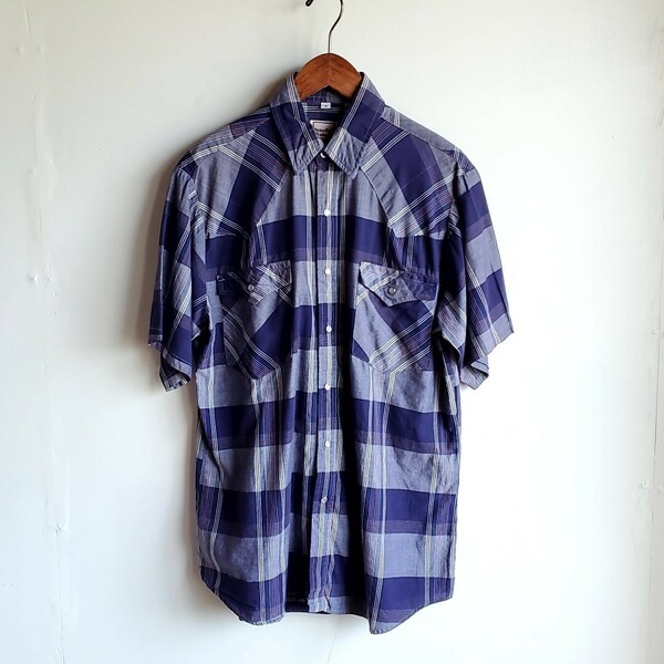 65●Western Plains Trading Co.半袖ウエスタンシャツ Ｍ 古着 チェック柄 ヴィンテージ vintage USED メンズ 中古