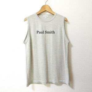 美品 Paul Smith London ポールスミス ノースリーブ カットソー ニット ウール サマーニット グレー 灰色