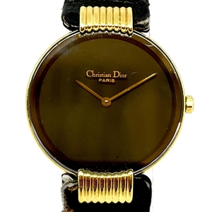  Christian Dior [Christian Dior]46 15 03 Bagira черный moon Plaque or G оригинальный ремень чёрный × Gold GP наручные часы 17921