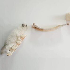 猫 ハンモック壁掛け クライミング 遊び 階段 4段 くつろぎ 睡眠 木製 右上がり2
