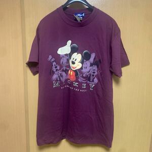 未使用品　デッドストック　ディズニー　ミッキーマウス　Tシャツ 半袖 サイズL DISNEY 紫　USA製　90s オールド　ビンテージ