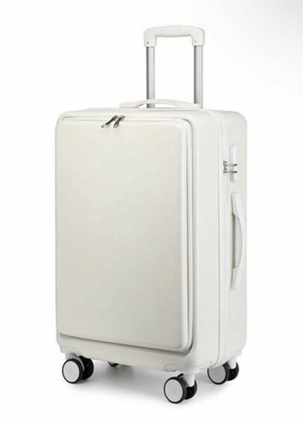 スーツケース キャリーバッグ キャリーケース フロントオープン型 M ホワイト