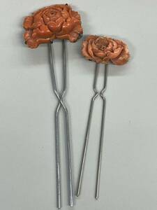 .. flower sculpture ornamental hairpin 2 point kimono small articles 