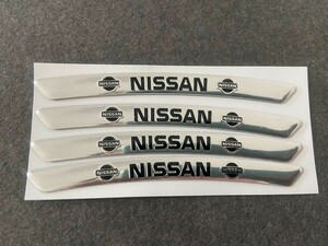 ★日産 NISSAN★56★ ホイールリムステッカー 装飾バッジデカールスタイリング 傷を隠す 4枚セット 90ｍｍ アルミ 車用