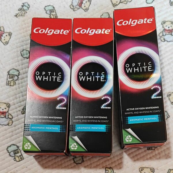 Colgate コルゲート 3本セット optic white O2 Aromatic menthol ホワイトニング 歯磨き粉