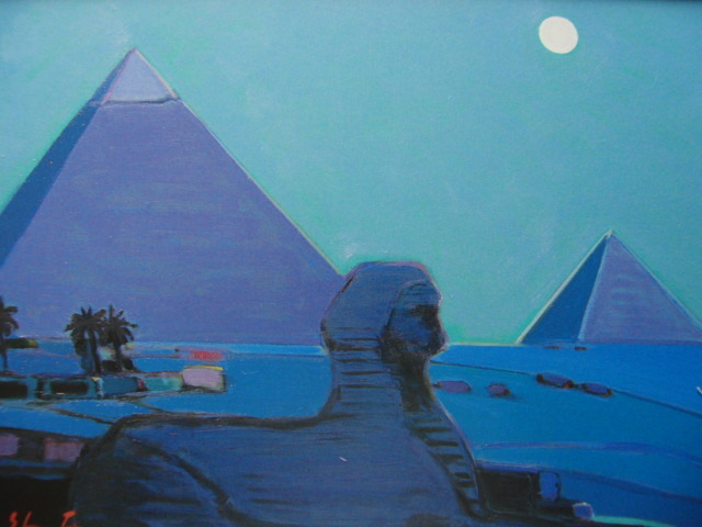 Shuta Morisaki [埃及月夜] 稀有艺术书, 良好的条件, 全新高品质带框, 免运费, 西画油画风景, 绘画, 油画, 自然, 山水画