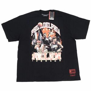 K04107N4 未使用品 Mitchell&Ness/アレンアイバーソン Tシャツ【サイズ：XXL】ブラック NBA フィラデルフィア 76ers ミッチェルアンドネス