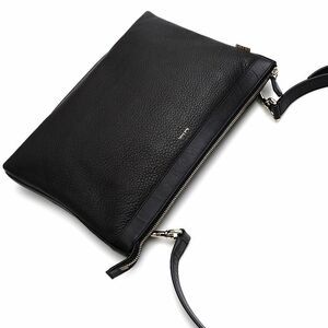 C05244 未使用品 Paul Smith レザーショルダーバッグ クラッチバッグ ダークブラウン/ブラック PSN451 ポールスミス メンズ