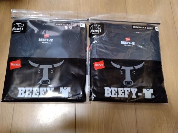 ヘインズ ビーフィー Tシャツ ポケット付き 半袖 黒 ブラック 2枚 BEEFY-T 無地