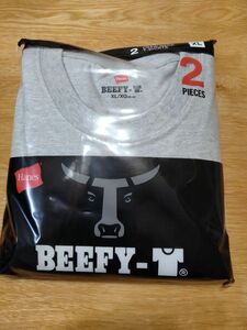 ビーフィー 2枚組 ヘザーグレー　メンズ ユニセックス Tシャツ 半袖 XＬ BEEFY-T ヘインズ Hanes BEEFY　