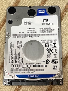 【USED】WD Blue 1TB 2.5インチ ハードディスク　WD10SPZX-08　5400rpm　