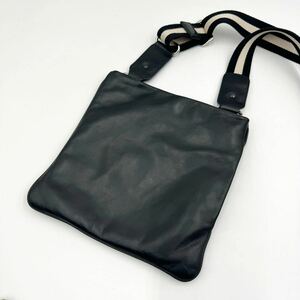 1 иен [ превосходный товар ] Bally Bally сумка на плечо sakoshuto дождь spo tin Glo go type вдавлено . кожа чёрный черный мужской 