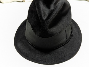 BORSALINO 超絶品質 ブラック 毛皮調 ヴィンテージ ハット 58cm