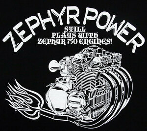 ZEPHYR 750 「ZEPHYR POWER」（Mサイズ） KAWASAKI ZEPHYR750 エンジンTシャツ カワサキ ゼファー750 Z1 Z2 Z1000 当時物 旧車