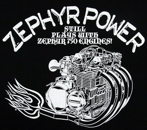 ZEPHYR 750 「ZEPHYR POWER」（Lサイズ） KAWASAKI ZEPHYR750 エンジンTシャツ カワサキ ゼファー750 Z1 Z2 Z1000 旧車 当時物