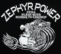 ZEPHYR 750 「ZEPHYR POWER」（XXXLサイズ） KAWASAKI ZEPHYR750 エンジンTシャツ カワサキ ゼファー750 Z1 Z2 Z1000 旧車 当時物_画像1