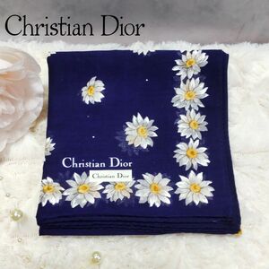 Christian Dior ハンカチ 花柄 ブルー系 クリスチャンディオール