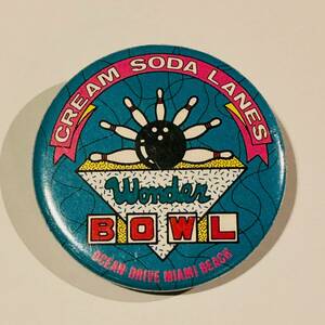 ◆80年代◆クリームソーダ【80's/ボウリング/缶バッジ（3.5cm）】当時物◆ CREAM SODA/ピンクドラゴン/ロカビリー/ボーリング/原宿/昭和