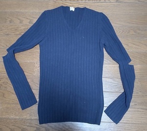 [. bargain ] Helmut Lang HELMUT LANG sleeve cutting knitted sweater dark blue 