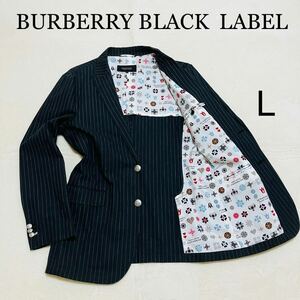 着こなしを洒脱にする BURBERRY BLACK LABEL バーバリーブラックレーベルテーラードジャケット 春夏 L背抜きモノグラム 銀ボタン黒