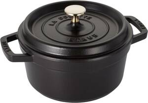 ストウブ(Staub) 「 ピコ ココット ラウンド ブラック 20cm 」 両手 鋳物 ホーロー 鍋 IH対応 【シリアルナンバー付き日本正規販売品】Y081