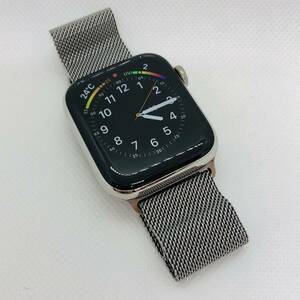 【画面美品/純正バンド】Apple Watch series5 44mm シルバー ステンレススチール ミラネーゼループ GPS+Cellular 即発送★匿名配送