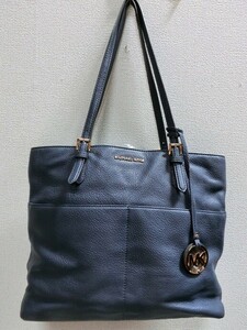 【FS0-42】【80サイズ】▲Michael Kors マイケルコース レザー トートバッグ ブルーネイビー系/※型崩れ スレ 持ち手ヨレ シミ有