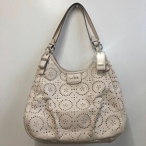 COACH コーチ トートバッグ ハンドバッグ レザー アイボリー A1482-F19625 レディース 鞄 シルバー金具 美品 総柄