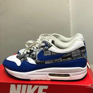 NIKE AIR MAX 1 PRNT ナイキ エアマックス 27.5cm スニーカー ローカット ホワイト ゲームロイヤル グレー AQ0927 100 メンズシューズ 靴