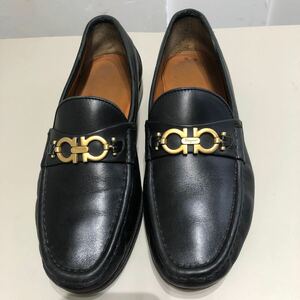 Salvatore Ferragamo サルヴァトーレフェラガモ ビットローファー ブラック UR 19795 EE 7 1/2 革靴 シューズ ゴールド メンズ 